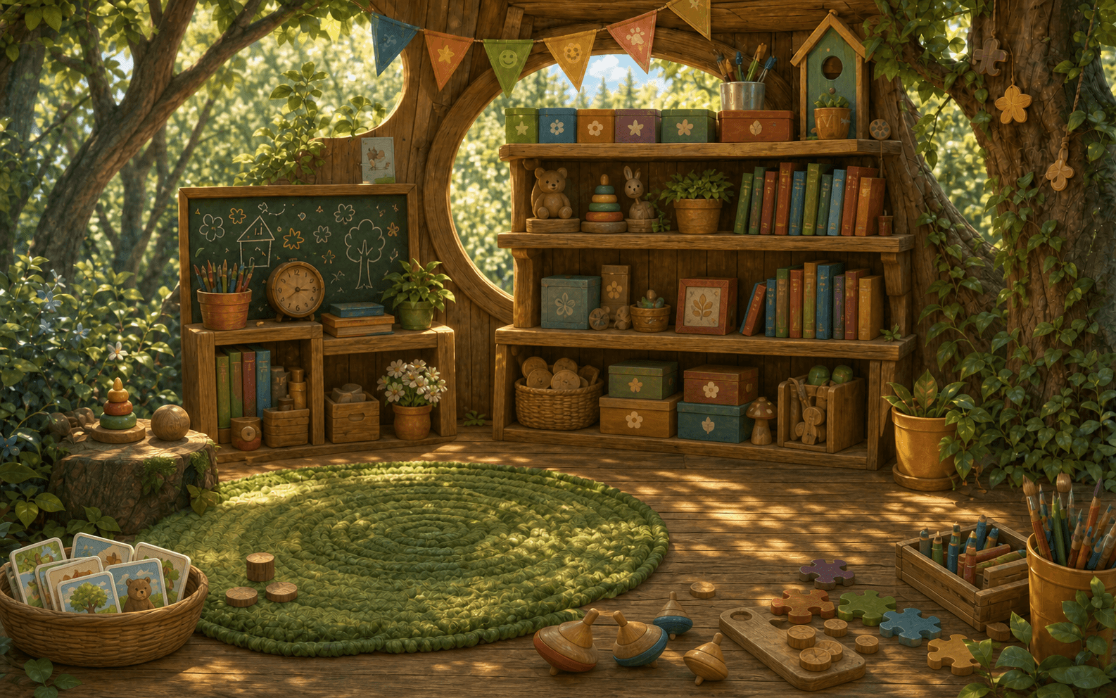 森の中にあるゲームの小屋
